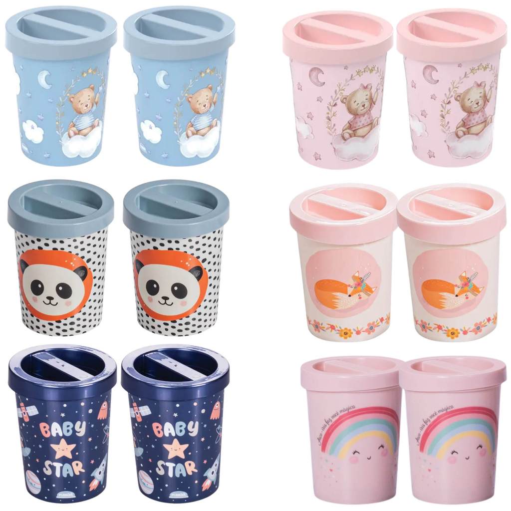 Kit 2 Porta Cotonetes e Algodão Infantil Baby Plasútil