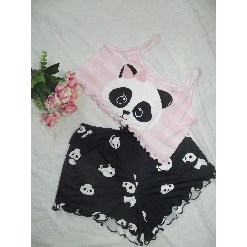 Pijama Feminino Cropped Verão Adulto Roupa de Dormir Leve, Fofa e Estilosa Shortdoll