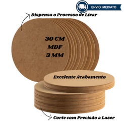 Kit 10 Sousplat Suplat 30x30 Circulo Base MDF 3mm Cru Para Mesas