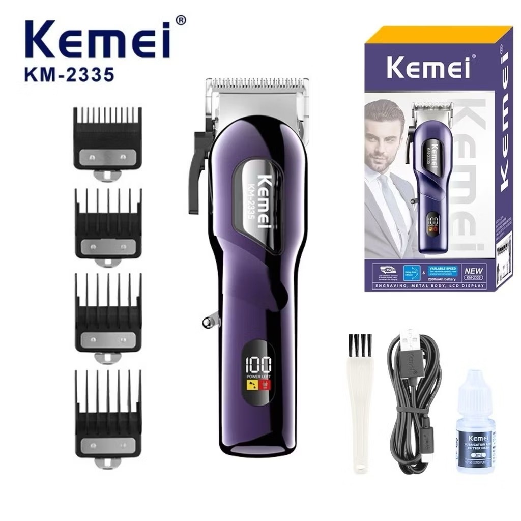 Kemei KM-2335 Máquina de Cortar Cabelo Profissional Sem Fio com Painel LCD Original - Bivolt em Oferta na Shopee