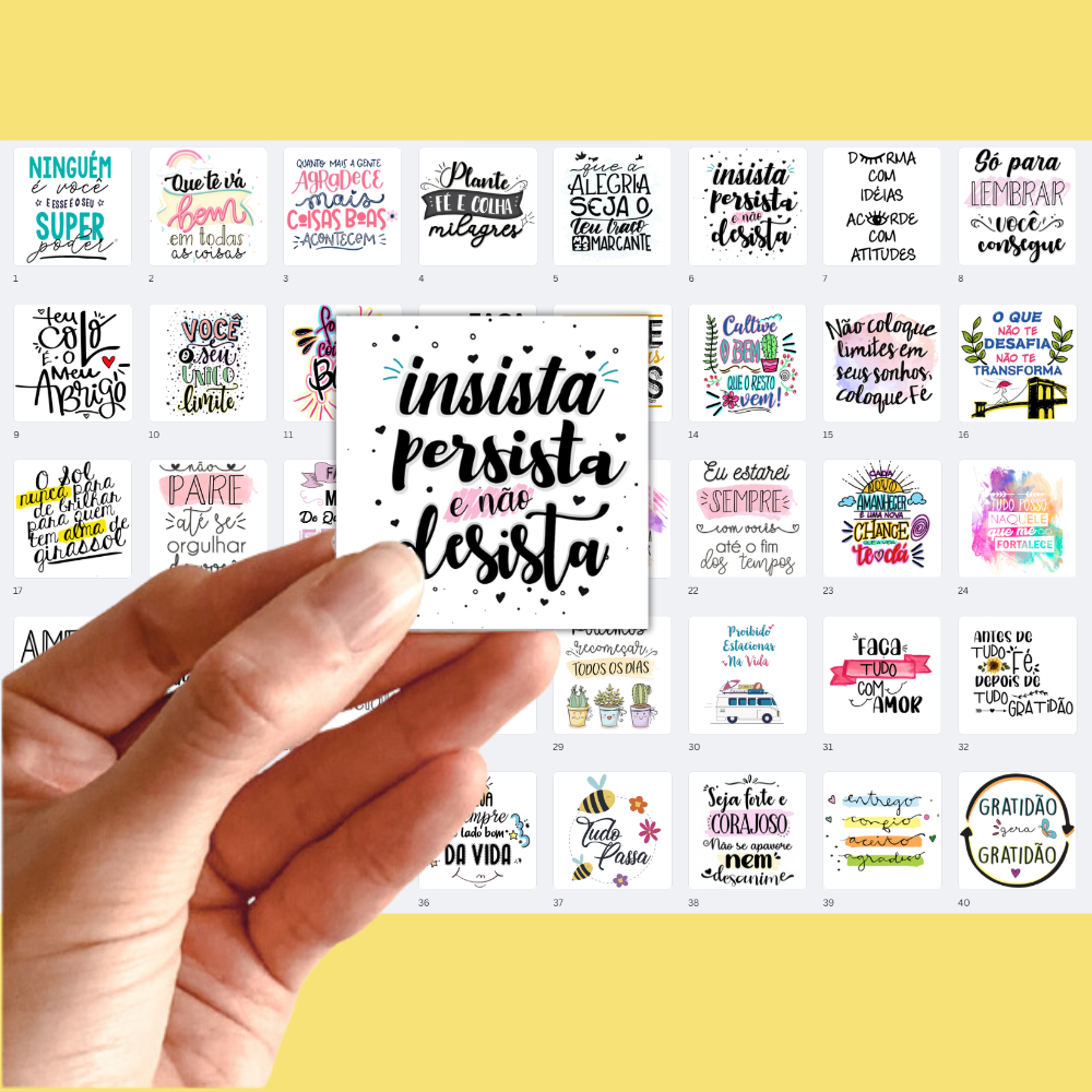 100 Tags com Frases Motivacionais 5x5cm em Oferta na Shopee