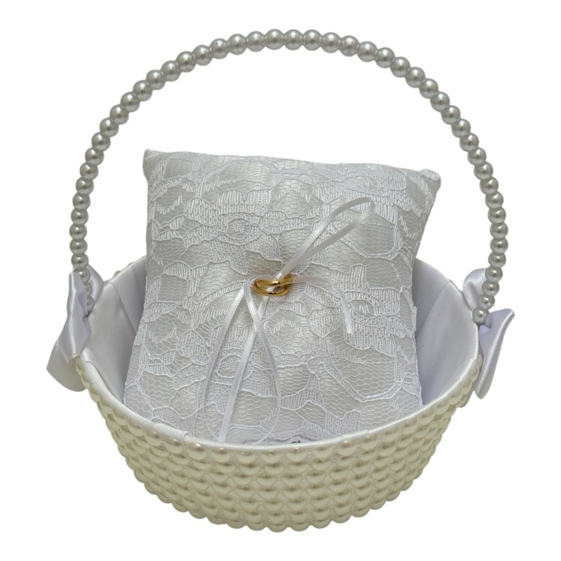 Cesta Florista Daminha + Almofada Porta Aliança