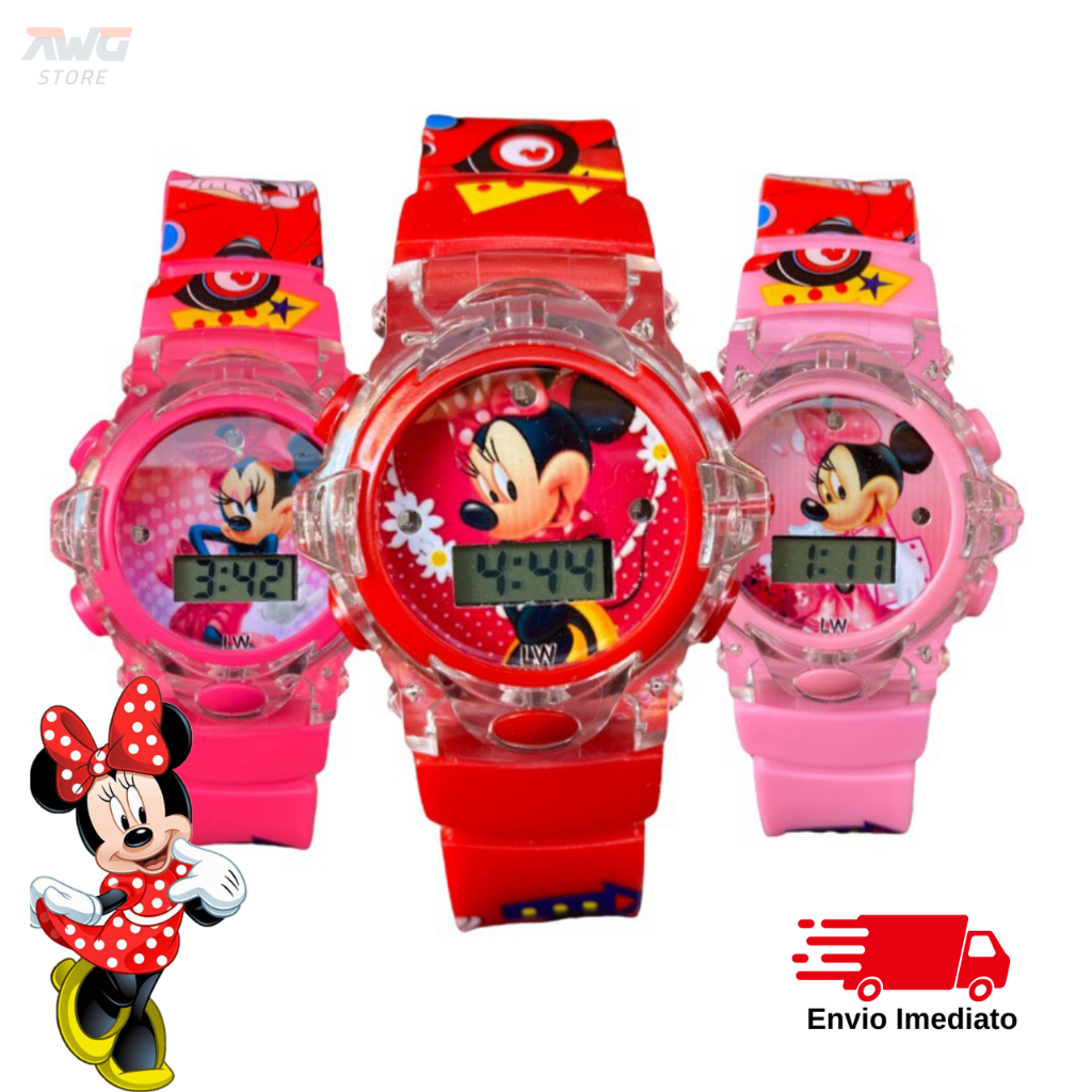 Relógio Musical Infantil Minnie Disney Menina Cor Rosa em Oferta na Shopee