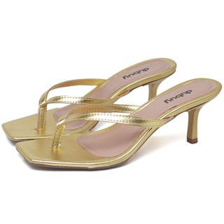 Tamanco Salto Kitten Heels Dourado Original Dubuy 304DB em Oferta na Shopee