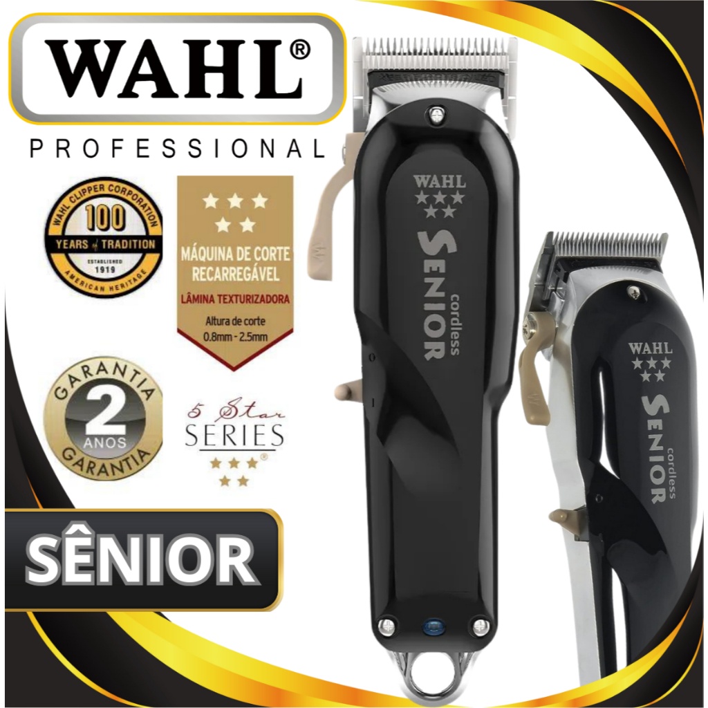 Máquina De Cortar Cabelo Wahl Sênior Sem Fio Profissional Original 2 Anos De Garantia