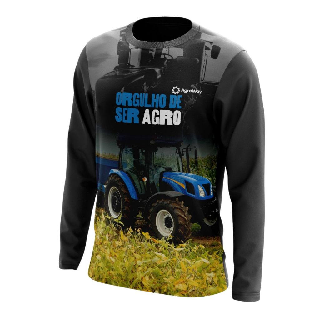 Camisa Camiseta Agro Trator Blusa Proteção UV Manga Longa Masculina