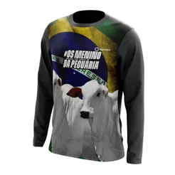 Camisa Camiseta Agro Proteção UV Pecuária Boi Brasil Blusa Manga Longa