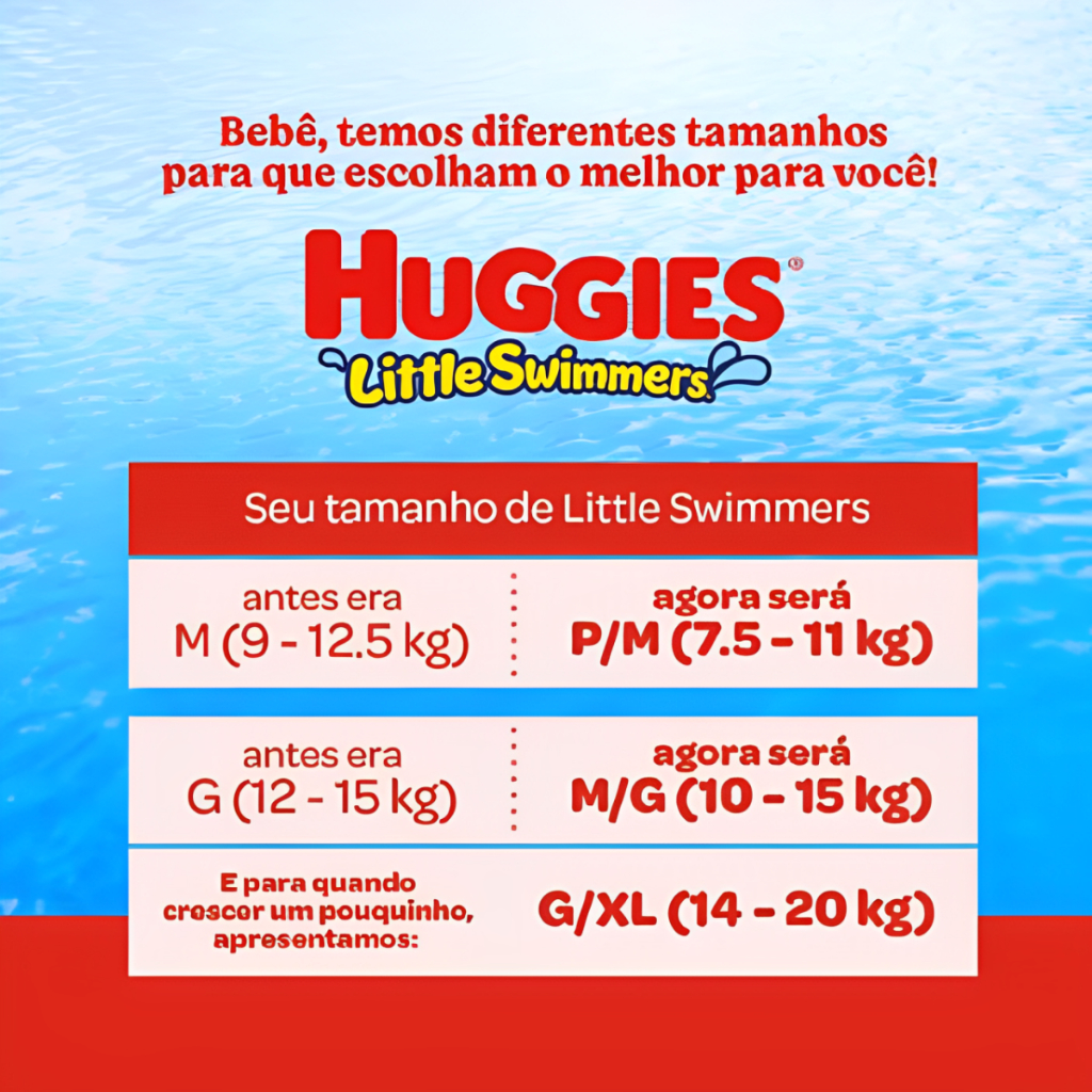 Kit 2 Unidades Fralda Calça Praia e Pisicina Huggies Little Swimmers - P M G XG