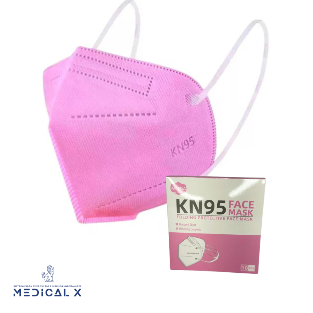 Kit 100 Máscaras Respiratória Rosa Proteção Facial KN95