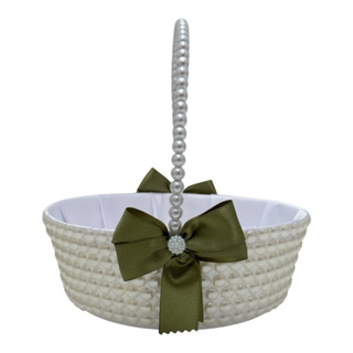 Cesta florista Daminha Laço Verde Oliva em Oferta na Shopee