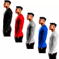 Kit 5 Camisas Segunda Pele Proteção Solar Uv Corrida Bike