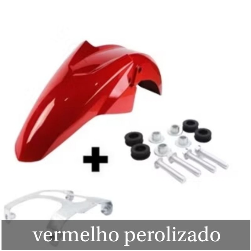 Paralama vermelho+ Suporte E Bucha Cg Titan Fan Start 150 160 c/kit