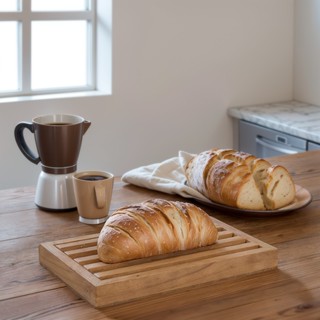 Bandeja Migalheira Cortar Pão 30x20 Decoração Mesa Café Da Manhã Madeira Pinus