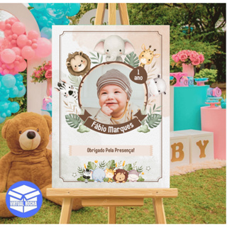 Quadro Decorativo Festa Foto Tema Safari Aniversário MDF em Oferta na Shopee