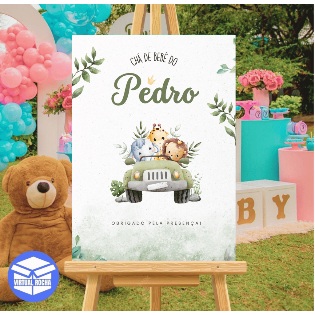 Quadro Decorativo Festa Aniversário Bichos Selvagens MDF em Oferta na Shopee