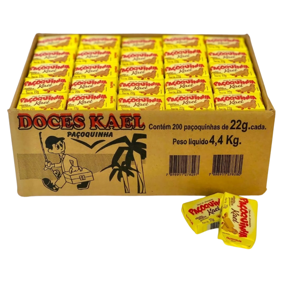 Doce de Amendoim Paçoca Rolha Paçoquinha Quadrada Kael Caixa 22g 200 unidades 4.4kg em Oferta na Shopee
