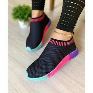 Tênis Feminino Sem Cadarço Feminino  Slip On Calce Fácil Academia Caminhada Trabalho Confortável Leve Antiderrapante em Oferta na Shopee