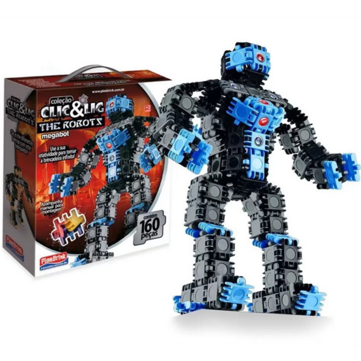 ROBO DE MONTAR Clic & Lig The Robots Megabot 160 PEÇAS Plasbrink