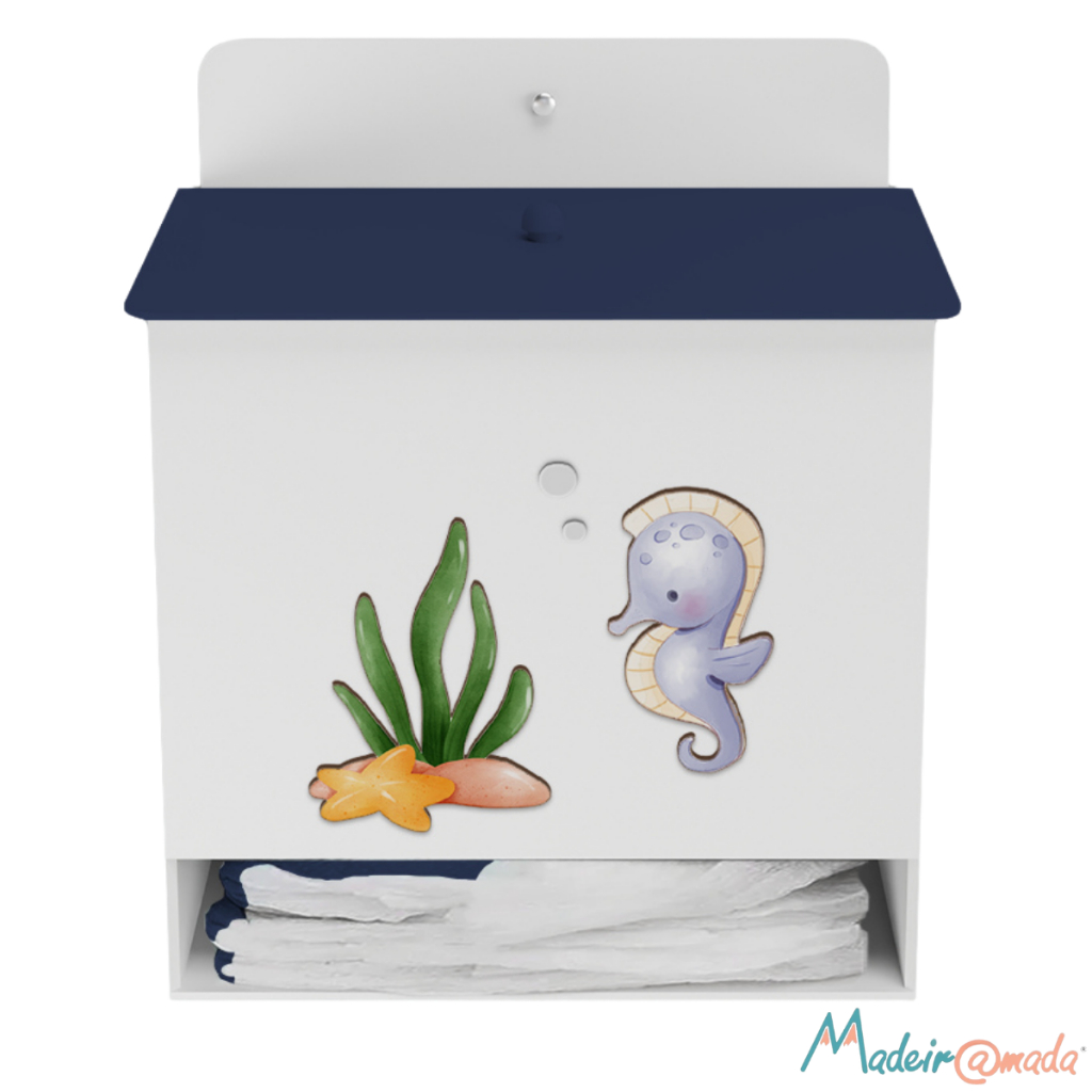 Porta Fraldas Fundo do Mar Baby Kit de Higiene Menino e Menina Organização
