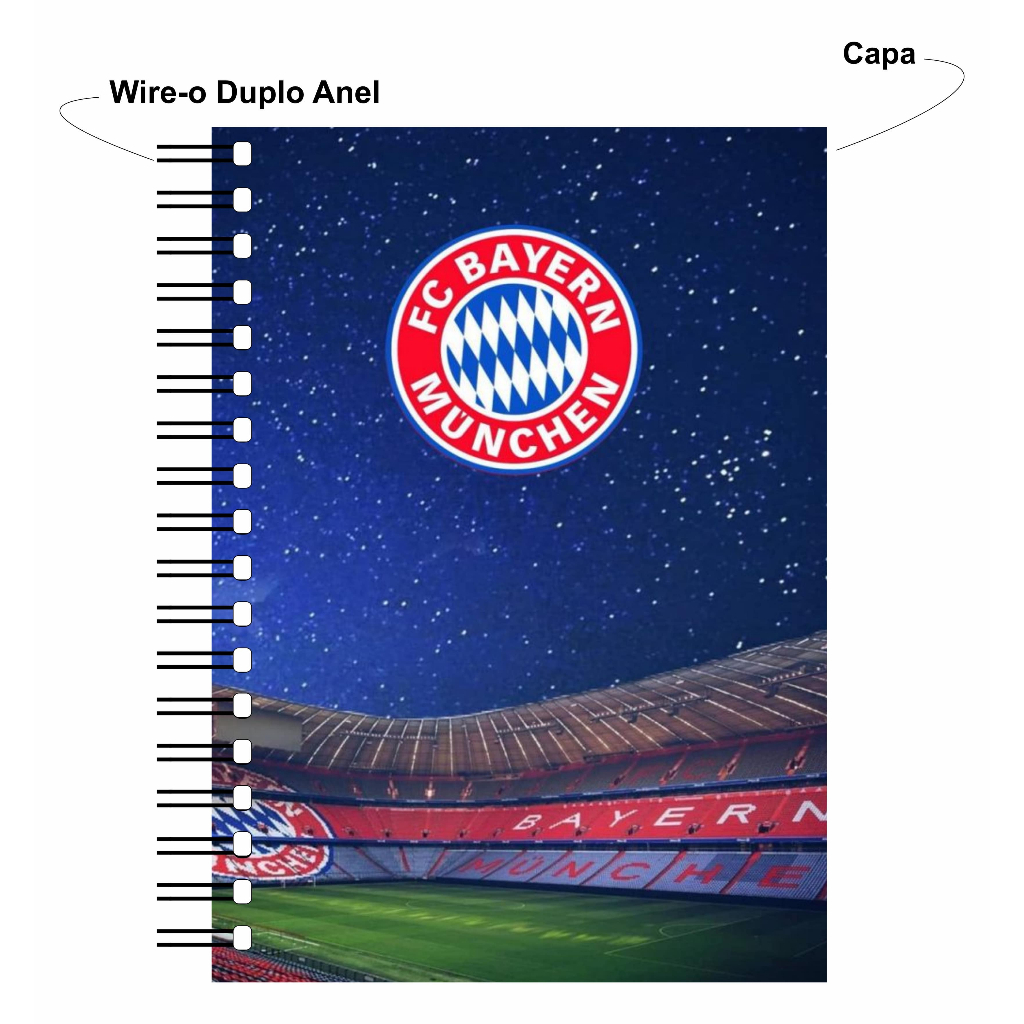 Caderno Wire-o Capa Dura Universitário Time Internacional FC Bayern München - BAYERN - BUNDESLIGA