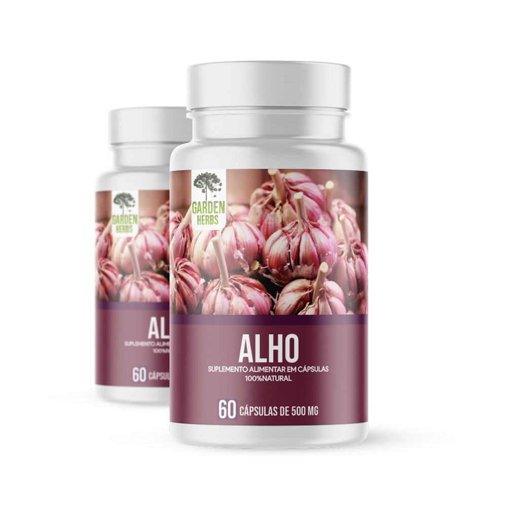 Kit 2 Frascos - Alho ( Extrato 100%Natural e Puro ) 500 Mg - 60 cápsulas