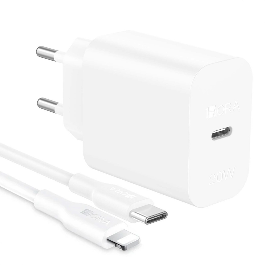 1HORA Carregador Tipo C Turbo + Cabo Lightning 1m Branco Celular em Oferta na Shopee