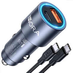 1HORA Carregador De Carro 38w Carregador Carro Carregador De Veículo Tipo C Pd 20w E Qc 3.0 18w Com Cabo