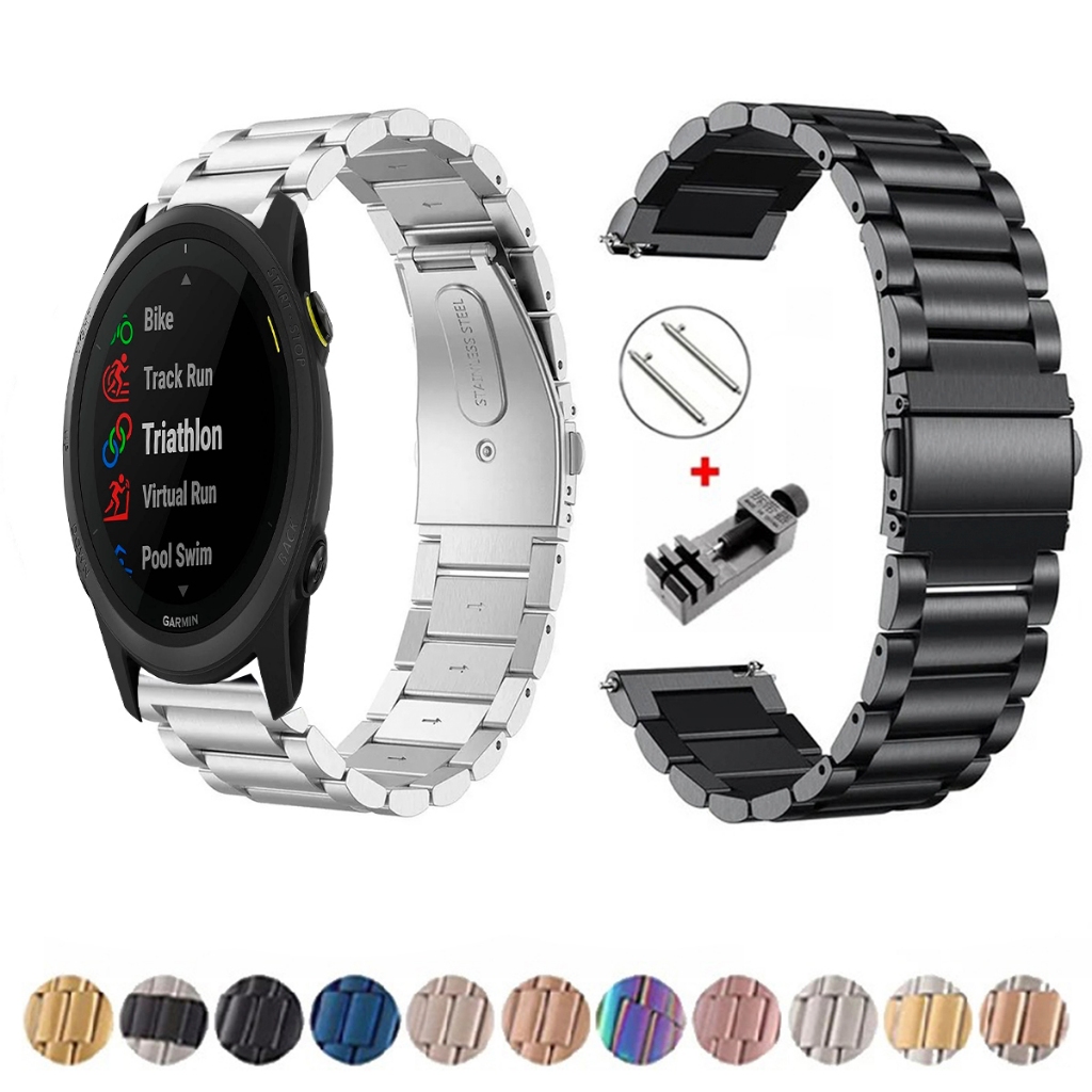 Pulseira de 22mm Metal Elos de aço inox para Smartwatch Garmin 745 de Engate Rapido