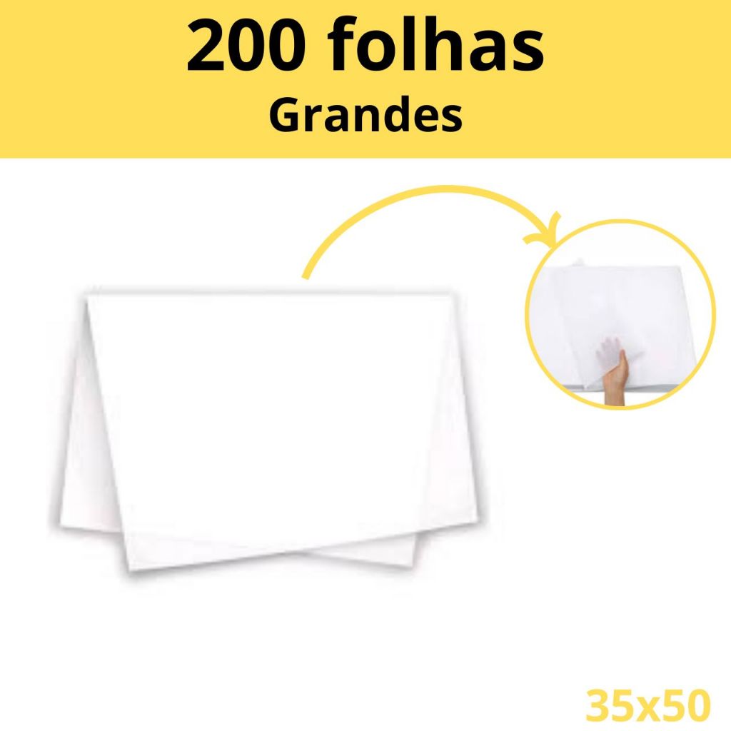 Papel Seda Branco 35x50 - 200 Unidades