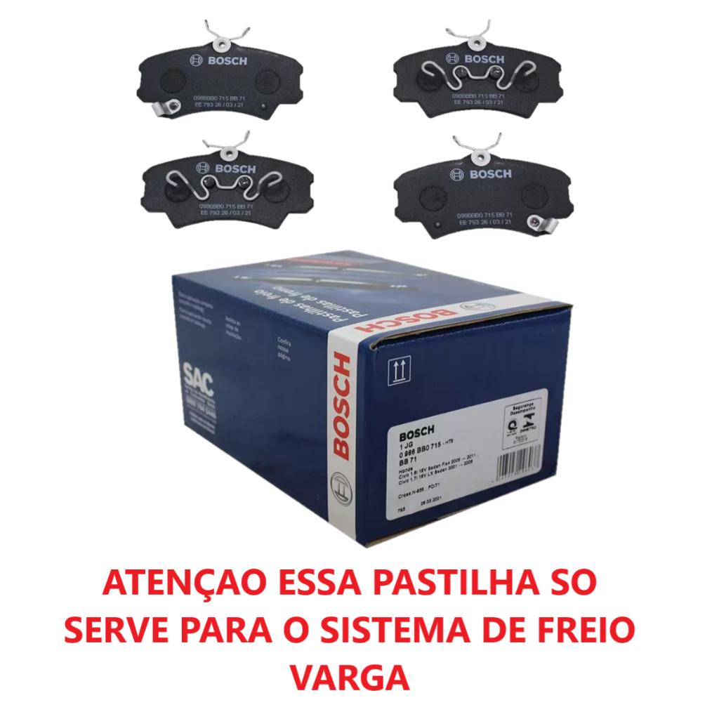 Jogo Pastilha Freio Dianteiro Civic 2005 2006 Bosch Original em Oferta na Shopee