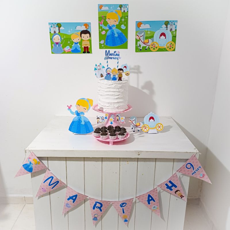 Kit Festa Cinderela Baby Personalizado Só Um Bolinho Festa em Casa Aniversário Infantil adulto Mesversário  lembrancinha