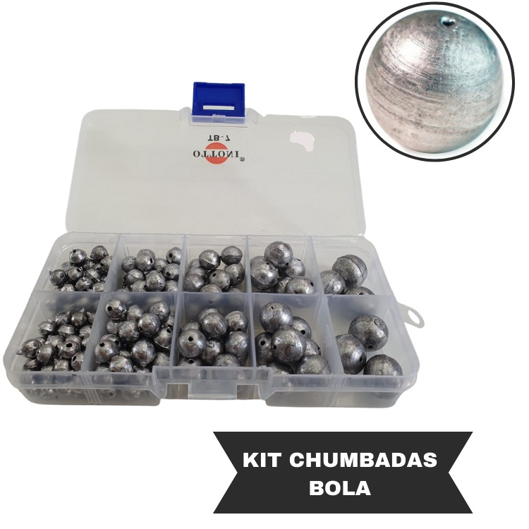 Kit Chumbadas Mais De 120 Chumbada Kit Chumbadas Pesca Bola Tralha Pescaria Pesqueiro Completo