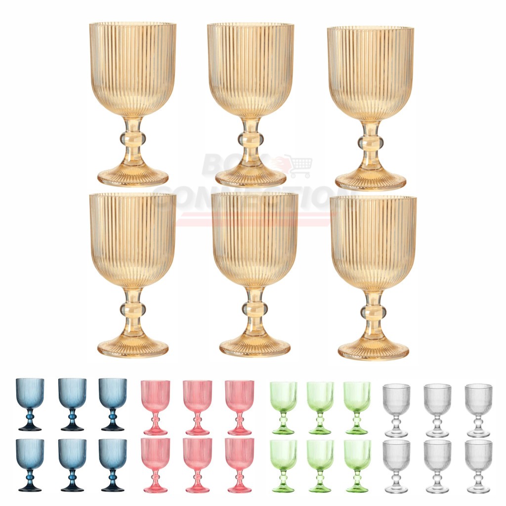 Jogo de Taças Graffiato/Versalhes C/ 6 Peças Vidro Água Vinho / 390ml Kehome em Oferta na Shopee