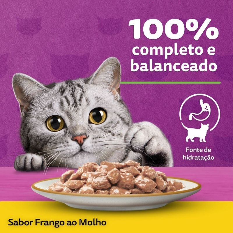 CAIXA LEVE 20 PAGUE 16 Ração úmida whiskas sachê ao molho FRANGO gatos adultos 85g