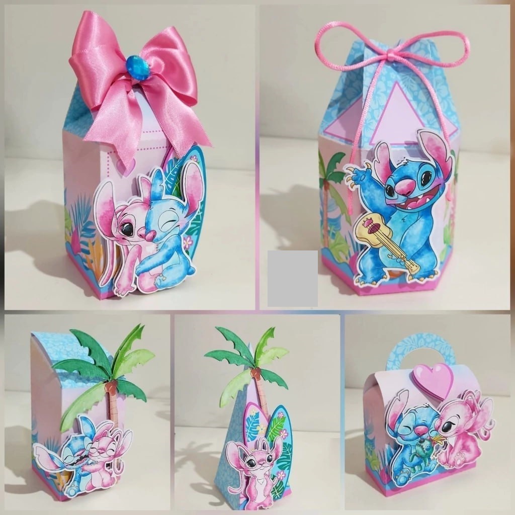Kit Personalizado Stitch e Angel PEGUE E MONTE / Kit Festa Caixinhas Personalizadas / Lembrancinhas Mimos Aniversários
