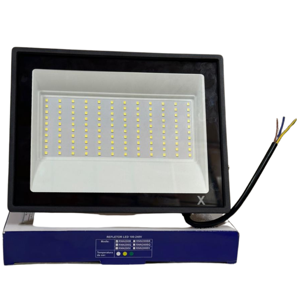 Refletor Led Holofote 200w SMD Ilumimax Slim  Bivolt  Branco Frio 6500K Ou Branca Quente  Prova D'Água IP66