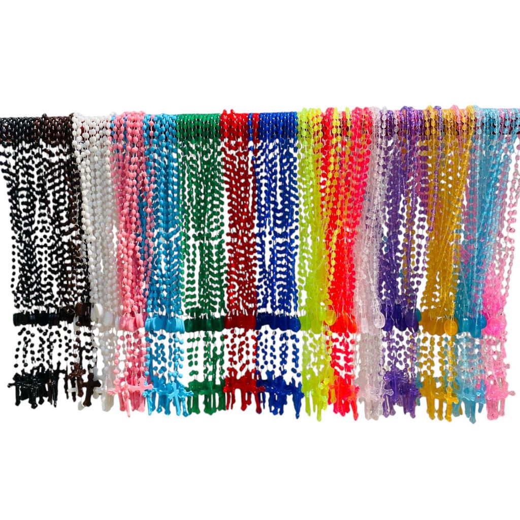 150 Unidades - Terço Católico de plástico de pescoço com abertura na medalha 33 cm em Oferta na Shopee