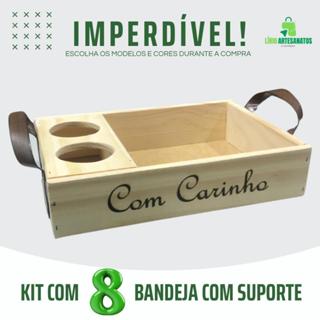 kit 8 Bandejas com Suporte para Long Neck Personalizada de Madeira - caixa/presente/comemoração/embalagem em Oferta na Shopee