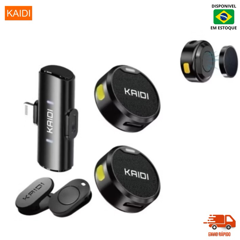 Microfone De Lapela  Duplo Sem Fio Redondo  Profissional - Anti-Ruído Para Tablet e Celular