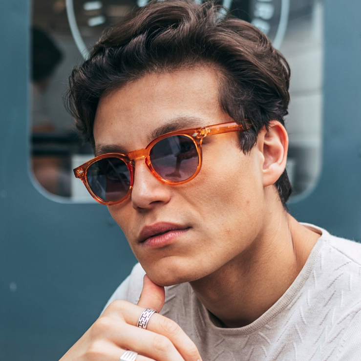 Detalhes do Óculos de Sol Redondo Laranja Clássico Vintage Retrô Premium Moda Verão Tendência uv400 Unissex
