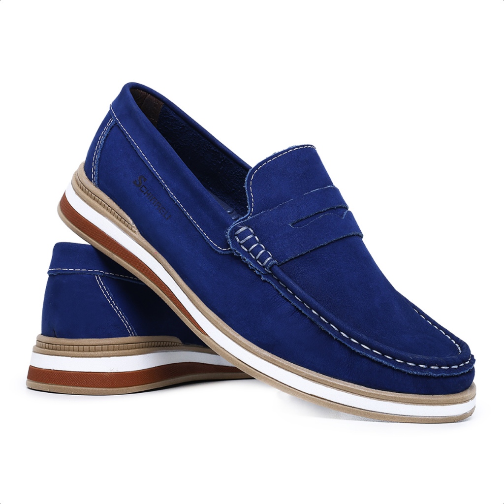 Mocassim Sapatilha Docksider Masculino em Couro Legitimo Nobuck