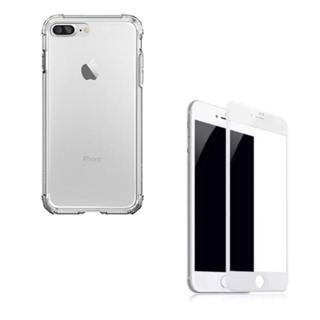 Kit Capa Anti Impacto Transparente Para iPhone 7 Plus / 8 Plus + Película 3D Vidro