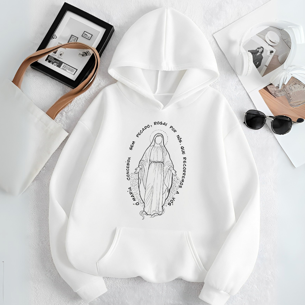 Moletom Unissex Blusa de Frio Cristã Estamp Nossa Senhora das Graças Religiosa Católica Santa Devoto em Oferta na Shopee