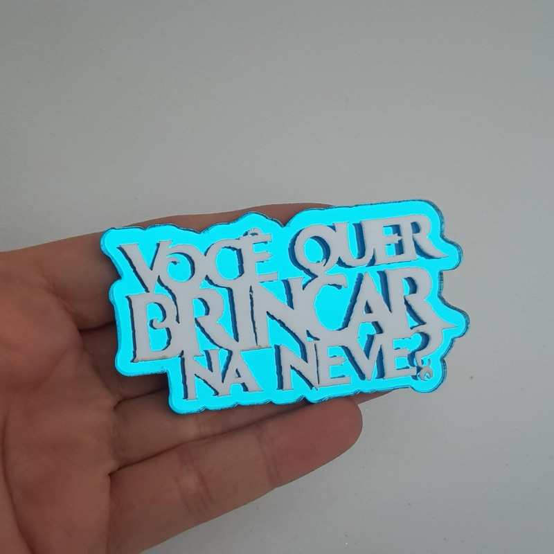 Aplique VOCÊ QUER BRINCAR NA NEVE (8cm) - Aplique Acrílico Festa Frozen