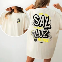 Camiseta Feminina Oversized ou T-shirt Jesus Salva Cruz Gospel Malha Premium Evangélica Baby Look