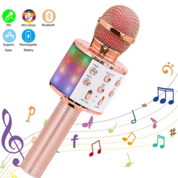 WS-858 - Microfone Infantil de Karaoke Microfone de Brinquedo Sem Fio Bluetooth em Oferta na Shopee