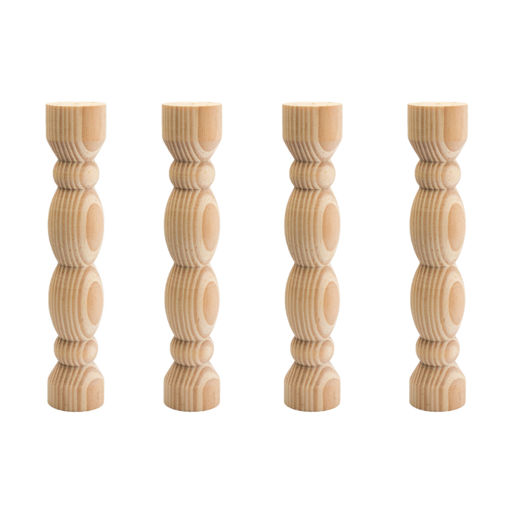 Kit 4 Bases Torneada Madeira Pinus 21 cm Decoração Boleira Abajur De Mesa