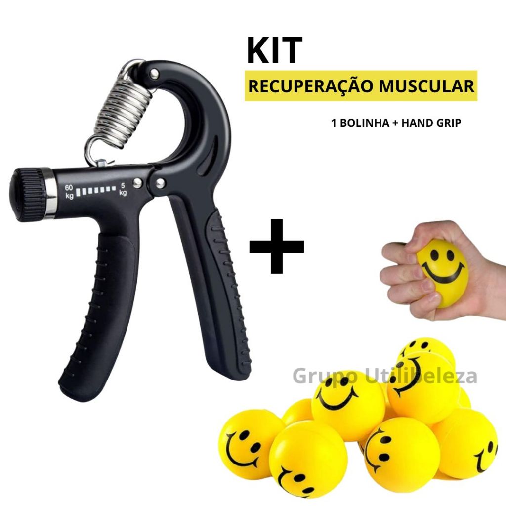 Kit Tendinite Recuperação Muscular Fisioterapia Massagem nas Mãos Hand Grip + 1 Bolinha Massagem