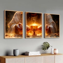 Quadros Modernos Grande Luxuoso Moldura 50X70 cm Jesus Santa Ceia Quarto Sala