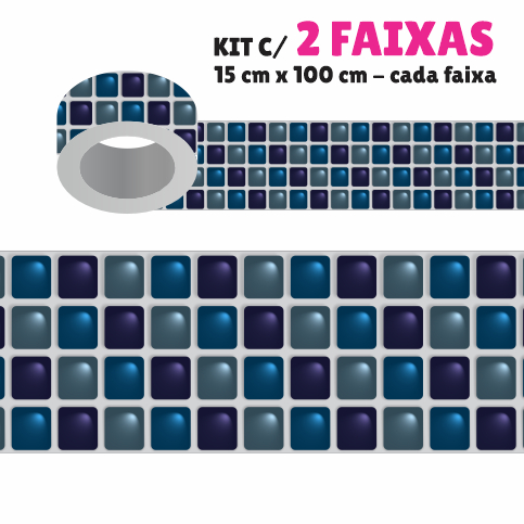 Faixa Decorativa - Kit com 2 Faixas Papel de Parede Border Faixa Adesiva - PASTILHA VINIL